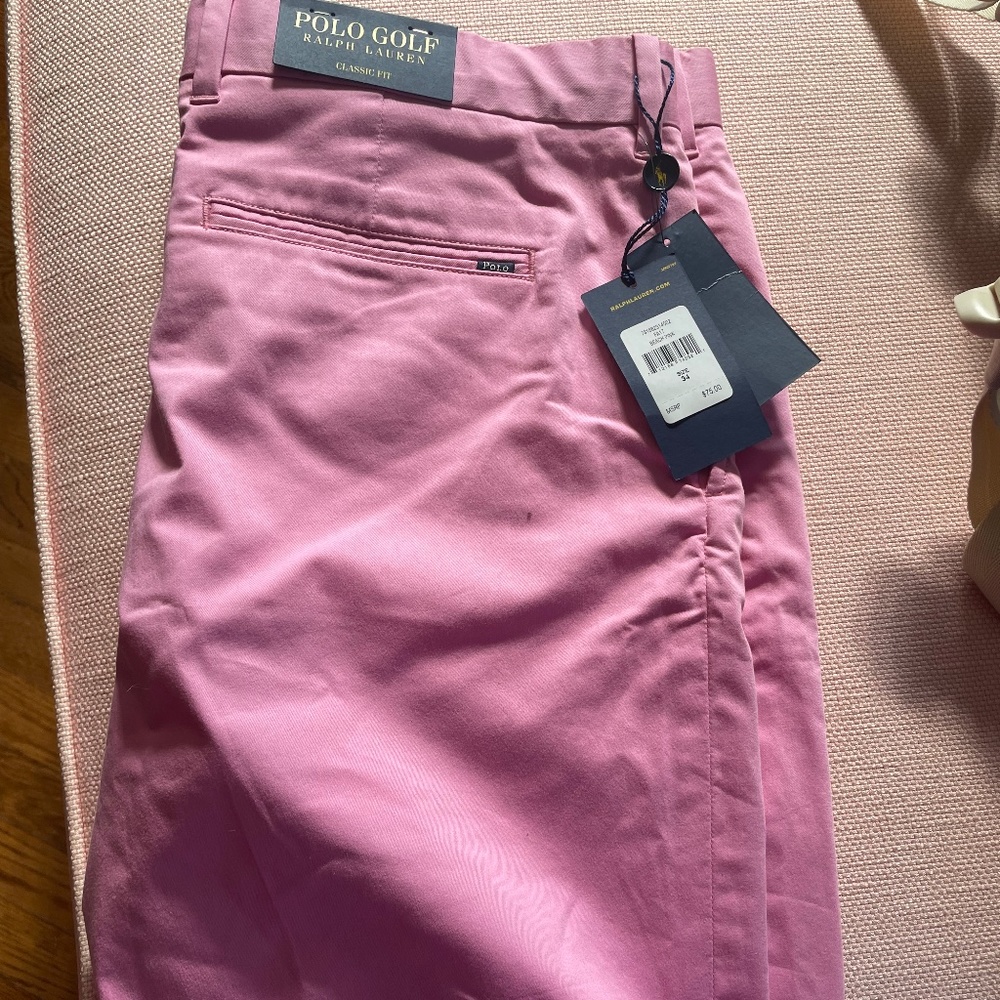 Mens Polo Shorts - Size 34 NWT/NEW- Beach pink-Inseam 9 inch
